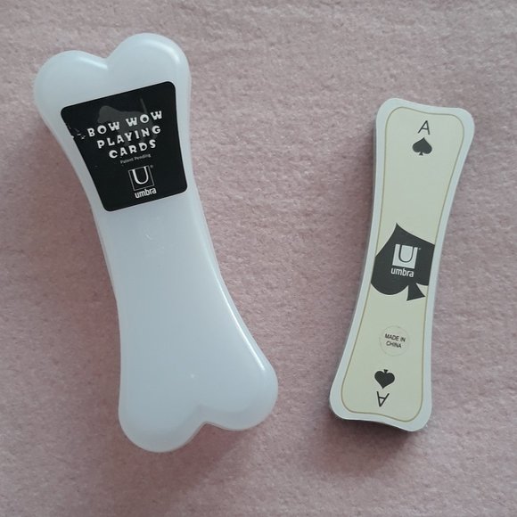 Bow Wow Playing Cards by Umbra--Dog Bone Shaped Cards in Clear Case NWOT - Picture 1 of 5